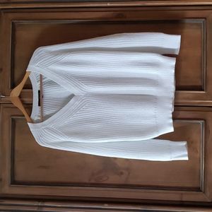 CLASSIC STYLE ROCKY BARNES 360 SWEATER V-NECK CABLE WHITE 100% COTTON M(8-10)
